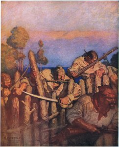 The Attack on the Block House: The Boarders Swarmed Over the Fence Like Monkeys by Newell Convers Wyeth